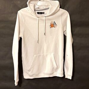 Vintage Volcom Skate Surf Floral White Hoodie Women Long Sleeve Sweater XS